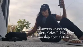 Giantess unaware Dirty Soles Public Foot Worship Foot Fetish Fun