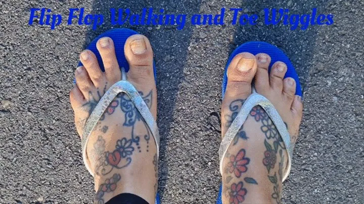 Sexy Feet in Flip Flops Walking and Lots of Toe Wiggles mkv