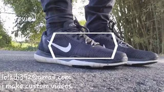 Giantess lolas Nike Sneaker Walking Shoeplay Stepping on random things i find along the walk and posing my feet walking foot cam mkv