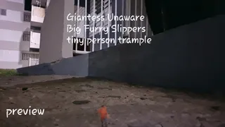 Giantess Unaware Big Furry Slippers tiny person trample mkv