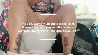 The Daily Dump multi angle Toilet Fetish Voyeur cam Loud pee and Plop sounds Giantess unaware on phone ignores you pov