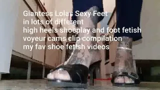 Giantess Lolas Sexy Feet in lots of different high heels shoeplay and foot fetish voyeur cams clip compilation my fav shoe fetish videos