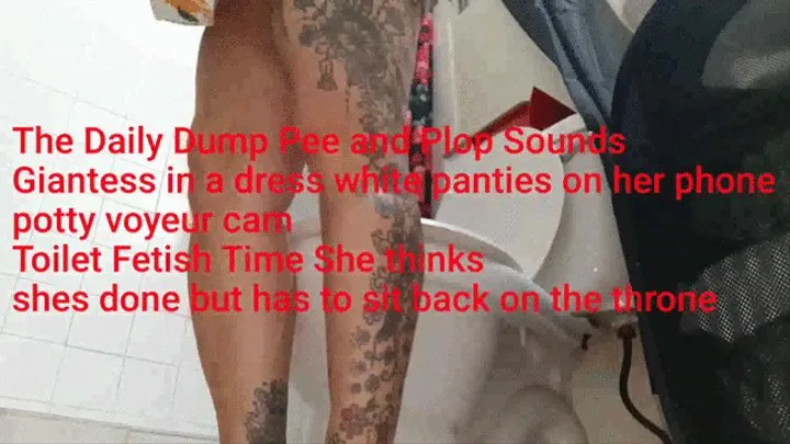 The Daily Dump Pee and Plop Sounds Giantess in a dress white panties on her phone potty voyeur cam Toilet Fetish Time She thinks shes done but has to sit back on the throne