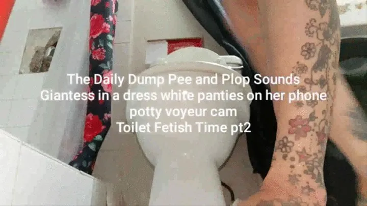 The Daily Dump Pee and Plop Sounds Giantess in a dress white panties on her phone potty voyeur cam Toilet Fetish Time pt2