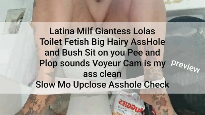 Latina Milf Giantess Lolas Toilet Fetish Big Hairy AssHole and Bush Sit on you Pee and Plop sounds Voyeur Cam is my ass clean Slow Mo Upclose Asshole Check