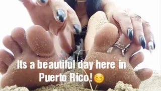 Fun in the Sun Giantess Lolas Sexy Soles Sandy Feet at the Beach SuperLong Nails Beautiful Tattooed Long Legs Toe Wiggles and more