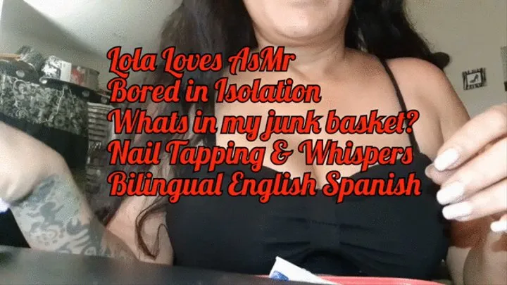 Giantess Lola Loves AsMr Bored at home hand fetish Nail Tapping Vaping Bilingual English and Spanish Whispers