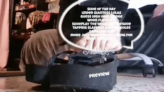 Shoe Of The Day under Giantess Lolas Guess High Heel Wedge Worn Flip Flops ShoePlay Toe Wiggling OneShoe Tapping Slapping against Soles Dangling and more just what your looking for Foot Fetish Fun mkv