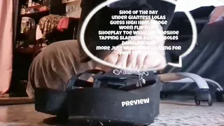 Shoe Of The Day under Giantess Lolas Guess High Heel Wedge Worn Flip Flops ShoePlay Toe Wiggling OneShoe Tapping Slapping against Soles Dangling and more just what your looking for Foot Fetish Fun