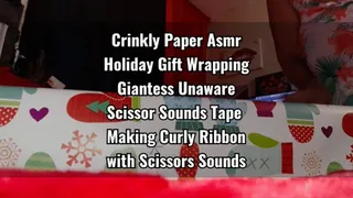 Crinkly Paper Asmr Holiday Gift Wrapping Giantess Unaware Scissor Sounds Tape Making Curly Ribbon with Scissors Sounds