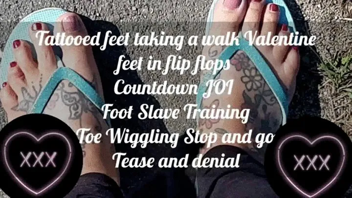 Giantess lolas Tattooed Feet in Flip Flops take a walk tease and denial Foot Fetish Slave training JOI Countdown Toe Wiggling mkv