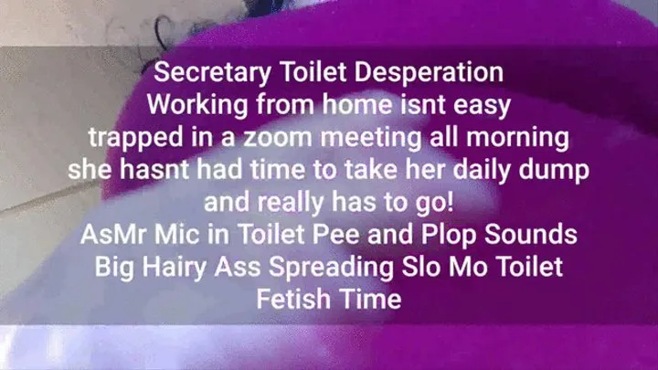 Giantess Lolas Secretary Toilet Desperation Working from home isnt easy trapped in a zoom meeting all morning she hasnt had time to take her daily dump and really has to go! AsMr Mic in Toilet Pee and Plop Sounds Big Hairy Ass Spreading Slo Mo Toilet Fi