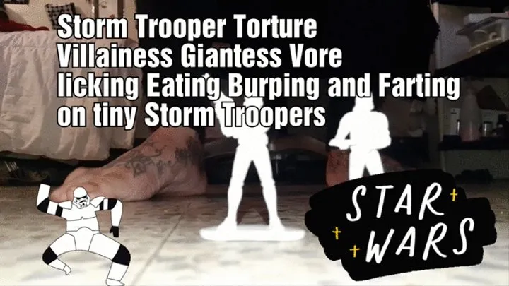 Storm Trooper Villainess Giantess Vore licking Eating Burping and Farting on tiny Storm Troopers Butt Crush