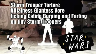 Storm Trooper Villainess Giantess Vore licking Eating Burping and Farting on tiny Storm Troopers Butt Crush