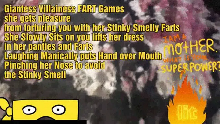 Giantess Villainess FART Games she gets pleasure from you with her Stinky Smelly Farts She Slowly Sits on you lifts her dress in her panties and Farts Laughing Manically puts Hand over Mouth Pinching her Nose to avoid the Stinky Smell