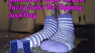 Giantess in Purple Striped Fuzzy Socks Toe Tapping SockPlay