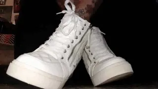 Giantess Lolas White HighTop HighHeel Sneaker Toe Tapping Shoeplay
