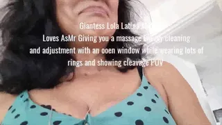 Giantess Lola Latina Milf Loves AsMr Giving you a massage Energy cleaning and adjustment with an ooen window while wearing lots of rings and showing cleavage POV mkv