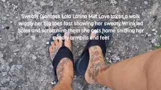 Take a walk with Sweaty Caribbean Giantess Milf Stinky sweaty Soles and Armpit Sniffing She talks about and shows you how sweaty she is after taking a walk outside on a hot day shes so sweaty shes scratching her itchy feet