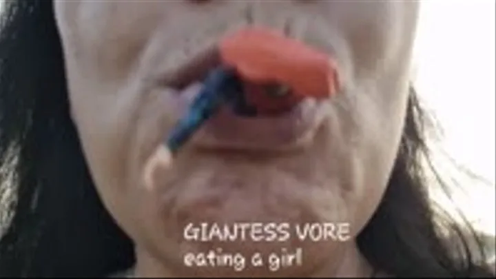 Giantess walking Vore eating a girl