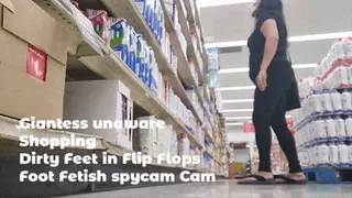 Giantess unaware Shopping Dirty Feet in Flip Flops Foot Fetish spycam Cam