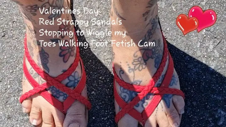Red Strappy Sandals Stopping to Wiggle my Toes Walking Foot Fetish Cam mkv