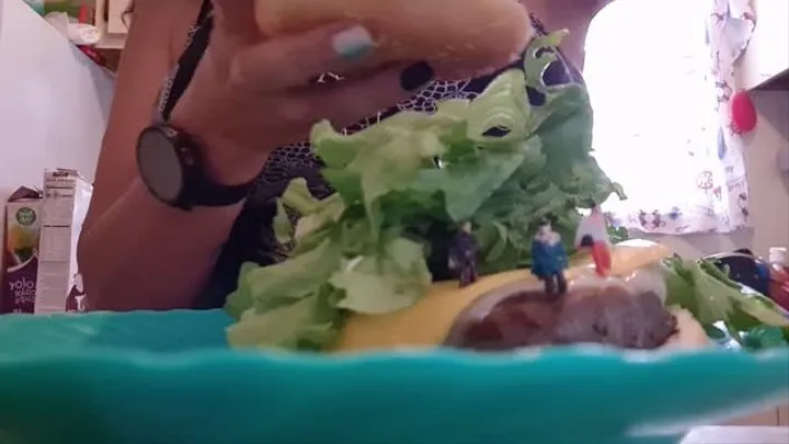 Giantess Lola latina Milf VORE CloseUp Face stuffing overating Mouth Tongue Uvula Teeth fetish compilation clip Chips HamRolls Burger Pudding