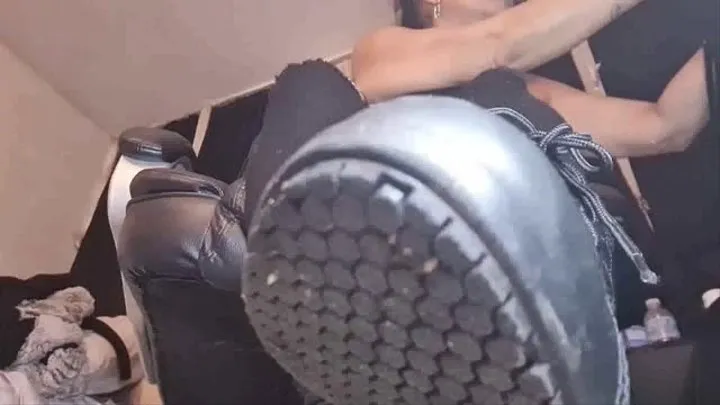 Gothic Giantess unaware black boots fetish shoeplay you are under her boots pov lolas been walking in her favorite boots all day pt 1 under chair cam view of het hot tired feet in high combat style leather boots on a hot day