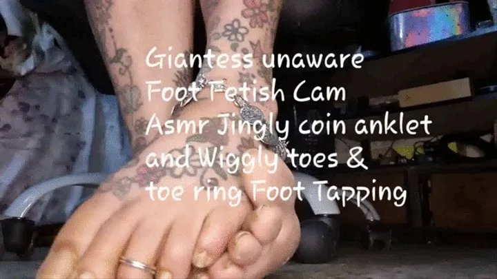 Giantess unaware Foot Fetish Cam Asmr Jingly coin anklet and Wiggly toes & toe ring Foot Tapping mkv