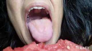 Topless Giantess Eats Watermelon Upclose Chewing & Slurping sounds Dripping Big Natural Milf Breasts Hanging over you while she eats Hungrily Then Shows her Huge Bloated Belly & Tummy digesting Sounds Belly Grumble mkv