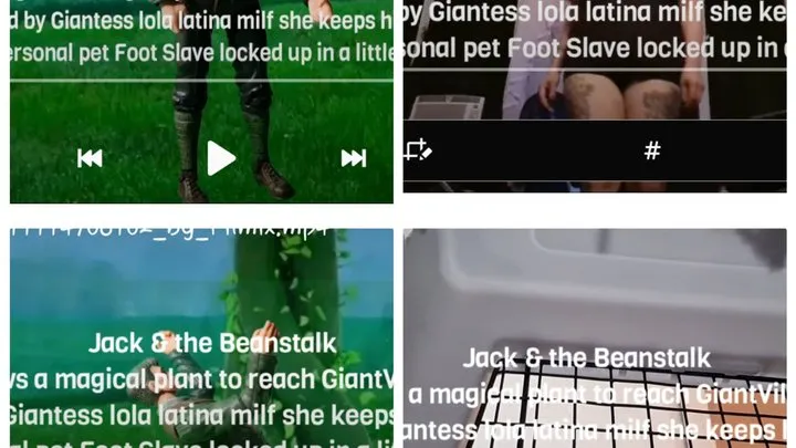 Jack & the Beanstalk & The Milf Mistress Giantess Jack grows a magical plant to reach GiantVille He gets found by Giantess lola latina milf she keeps him as her personal pet Foot Slave locked up in a little crate