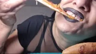 Pizza Party Giantess Vore Topped with tiny people Latina milf giantess lolas chewy pizza eating