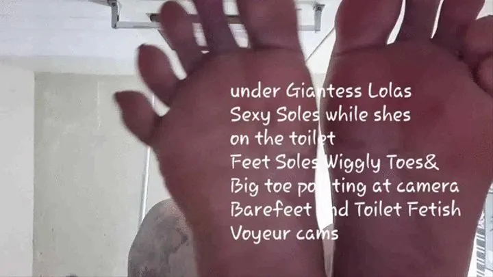 under Giantess Lolas Sexy Soles while shes on the toilet Feet Soles Wiggly Toes& Big toe pointing at camera Barefeet and Toilet Fetish Voyeur cams