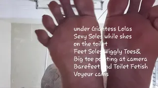 under Giantess Lolas Sexy Soles while shes on the toilet Feet Soles Wiggly Toes& Big toe pointing at camera Barefeet and Toilet Fetish Voyeur cams mkv