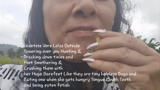 Giantess Vore Lolas Outside Towering over you Hunting & Tracking down tinies and Foot Smothering & Crushing them with her Huge Barefeet Like they are tiny helpless Bugs and Eating one when she gets hungry Tongue Mouth Teeth and being eaten fetish mkv