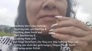 Giantess Vore Lolas Outside Towering over you Hunting & Tracking down tinies and Foot Smothering & Crushing them with her Huge Barefeet Like they are tiny helpless Bugs and Eating one when she gets hungry Tongue Mouth Teeth and being eaten fetish