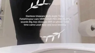 Giantess Unaware Multi Angle Toilet FetishVoyeur cam VERY LOUD PEE AND PLOPS sounds Big Ass closeups Milf on phone Toilet time cams Loud Burp and nose blowing