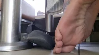 Wrinkled Soles Under Giantess unaware Table while she eats out Foot Fetish Fun Barefeet & Toes Extreme Close Ups