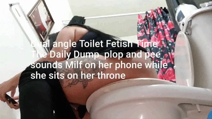 Dual angle Toilet Fetish Time The Daily Dump plop and pee sounds Milf on her phone while she sits on her throne