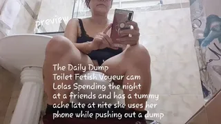 The Daily Dump Toilet Fetish Voyeur cam Lolas Spending the night at a friends and has a tummy ache late at nite she uses her phone while pushing out a dump