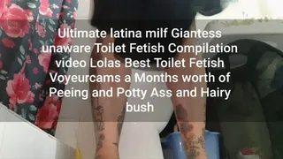 Ultimate latina milf Giantess unaware Toilet Fetish Compilation video Lolas Best Toilet Fetish Voyeurcams a Months worth of Peeing and Potty Ass and Hairy bush