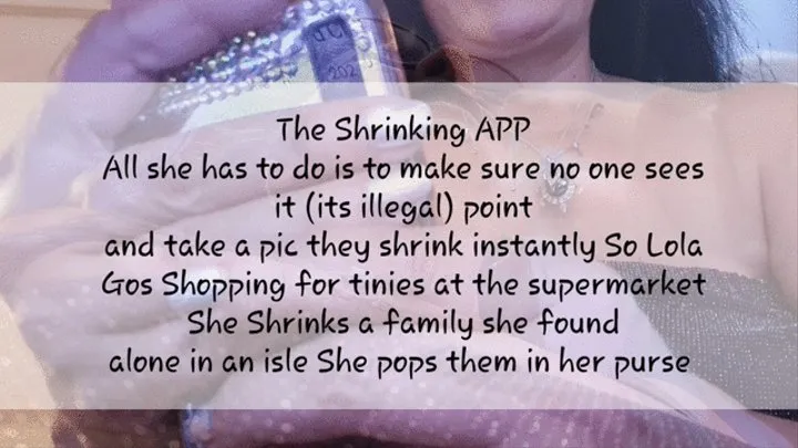 Sexy Latina Milf Giantess Lola in The Shrinking APP All she has to do is to make sure no one sees it (its illegal) point and take a pic they shrink instantly So Lola Gos Shopping for tinies at the supermarket She Shrinks a family she found alone in an isl