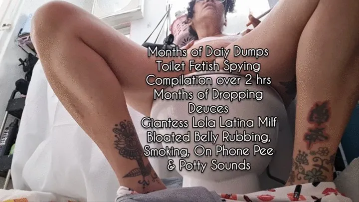 Toilet Fetish Time spying Compilation over 2 hrs Months of Dropping Deuces Giantess Lola Latina Milf Bloated Belly Rubbing, Smoking, On Phone Pee & Potty Sounds