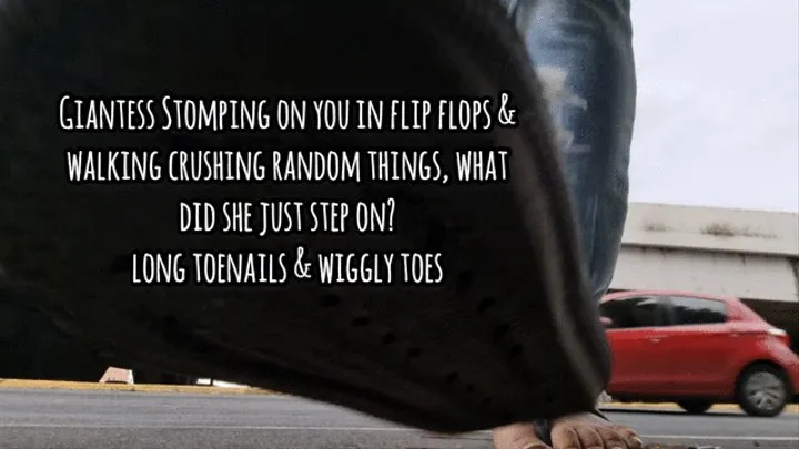 Giantess Stomping on you in flip flops & walking crushing random things, what did she just step on? long toenails & wiggly toes