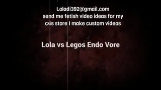 LOLA VS LEGOS endo Vore Legos have come to life and get crushed and eatenGiantess Foot Crush & Vore up close chewing Lego men Belly and digestion show