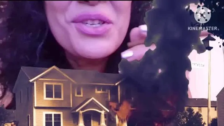 Burning Down the House Lolas sick of her noisy neighbors so she uses a growth spray to make herself big so she smokes a cigarette as a Giantess And Destroys the house