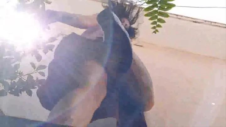 Giantess towers over you in her Garden Black Ballet Slipper Stomping ShoePlay