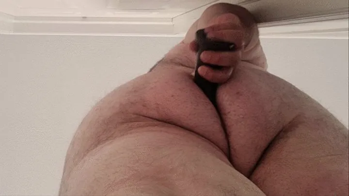 Superchub fucks himself with 14 inch dildo