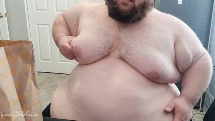 Superchub stuffing before his dinner date