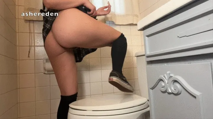 Bathroom Slut Fills All Her Holes